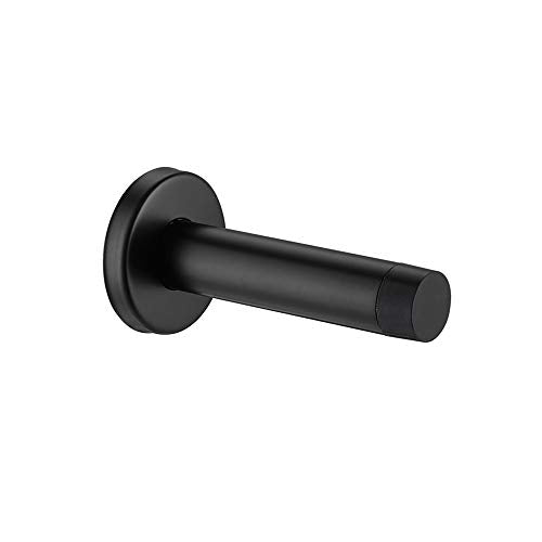 JQK Door Stopper Black, 304 Stainless Steel Thicken 1mm Sound Dampening Door Stop Bumper Wall Protetor, Matte Black, DSB5-PB - color: Black, size: 1 Pack