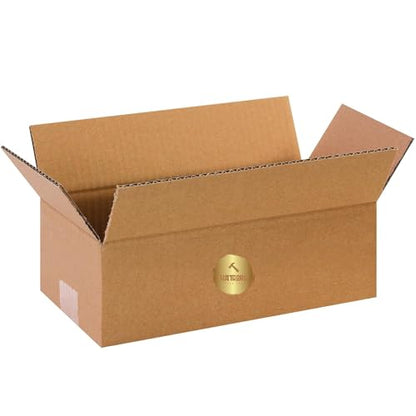 Flat Corrugated Shipping Boxes 12"L x 9"W x 4"H | Single-Wall Kraft Boxes for Shoes, Moving, Packing and Storage (25-Pack) - size: 12x9x4
