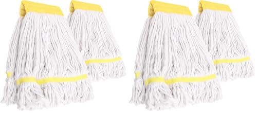 4 Pack Heavy Duty Mop Head Commercial Replacement,Industrial Heads Refill - size: 4 replacement mop heads - Yellow