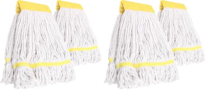 4 Pack Heavy Duty Mop Head Commercial Replacement,Industrial Heads Refill - size: 4 replacement mop heads - Yellow