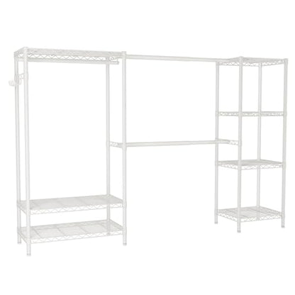 Golpart Heavy Duty Clothes Rack Metal Wardrobe with Adjustable Wire Shelves - color: White, size: 15.75"D x (70~88.5)"W x 76.5"H