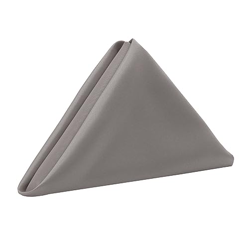 Your Chair Covers - 10 Pack 20 Inch L'Amour Satin Napkins Dark Silver/Platinum, Oversized, Double Folded and Hemmed Table Napkins for Restaurant, Bistro, Wedding, Thanksgiving and Christmas - color: Dark Silver