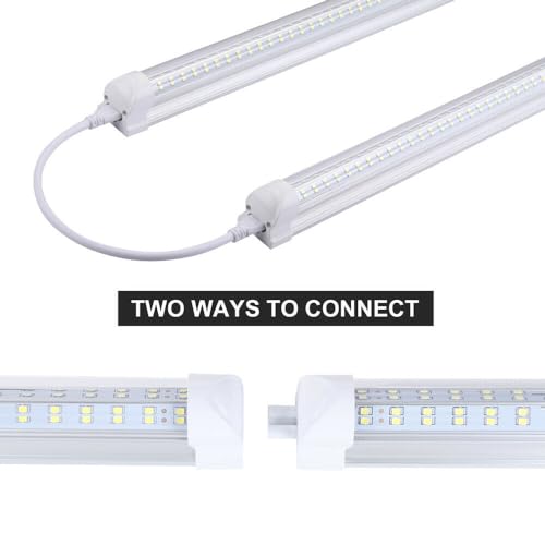T8 LED Light Tube, 4FT 60W, 6500Lm, 6500K Cool White Clear Cover, 4FT Tube Light,Linkable Integrated Fixture,T8 LED Shop Light for Garage,Warehouse,25PCS - size: 4FT 25PCS Clear Cover