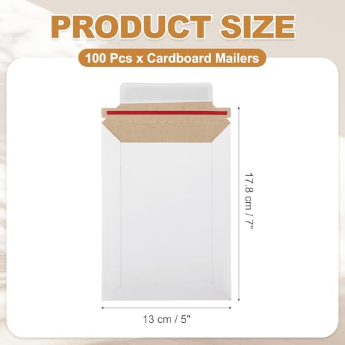 PATIKIL 100Pcs Cardboard Envelopes 7"x5" Rigid Mailers Self Seal - color: Gray, size: 7" x 5"