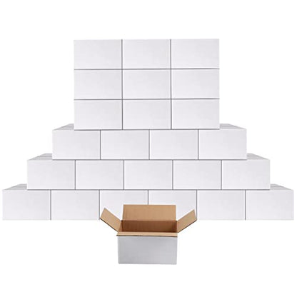 Calenzana 7x5x4 Inches Shipping Boxes Pack of 25, White Cardboard Corrugated Box for Mailing Packing and Storage - size: 7x5x4, style: 25 Pack