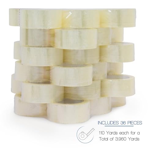 Clear Packing Tape, 36 Rolls Heavy Duty Packaging Tape for Shipping Packaging Moving Sealing, Thicker Clear Packing Tape, 1.88 inches Wide, 110 Yards Per Roll, 3960 Total Yards