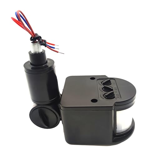 PIR Motion Detector, Passive Infrared Smart Sensor Switch, AC110-220V, Waterproof Outdoor,Human Body Sensor for LED Light, Auto Dusk to Dawn Inductor Switch (Black) - color: BLACK