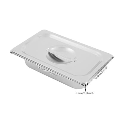6 Pack Stainless Steel Hotel Pans with Lids, 1/9 Size or 1/4 Size Commercial Metal Food Catering Trays for Steam Table, Buffet Serving, Food Storage & Preparation (1/4 Size 2.7Qt) - size: 1/4 Size 2.7Qt