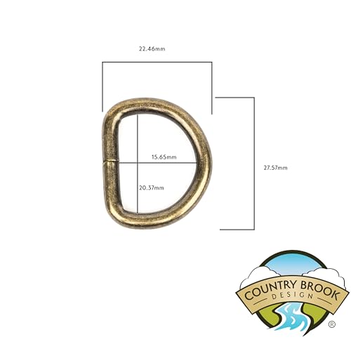Country Brook Design - Welded D-Rings (3/4 Inch) - color: Antique Brass, size: 10 (Pack of 1)