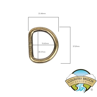 Country Brook Design - Welded D-Rings (3/4 Inch) - color: Antique Brass, size: 25 (Pack of 1)