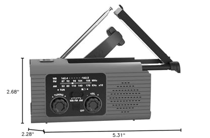 NITIGO Emergency Radio 4000mAh NOAA Weather Radio Solar Hand Crank Charging - color: Gray, size: 4000mAh