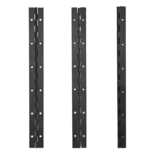 6 Pack Continuous & Piano Hinges,12 inches Black 304 Stainless Steel Hinges 0.04" Thickness Heavy Duty Continuous Hinges with Holes for Pianos，Door，Wooden Boxes，Cabinet. (12inches/30cm) - size: 12inch