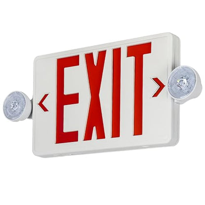 Red LED Exit Sign Emergency Light Combo UL, 1 Pack - color: White Housing+Red Letter+Light, size: 1 Pack
