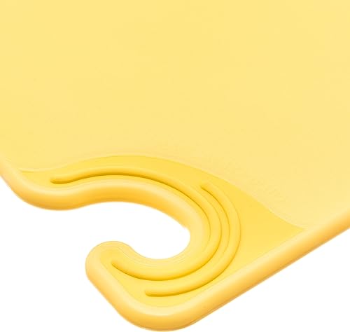 San Jamar Saf-T-Grip Plastic Cutting Board with Safety Hook, 12" x 18" x 0.5", Yellow - color: Yellow
