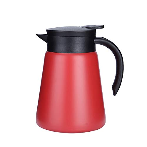 27oz Stainless Steel Thermal Coffee Carafe with Handle, Double Walled Vacuum Insulated Pot for Hot Water, Tea, Coffee, Heat Retention, 800ml (Red) - color: Red