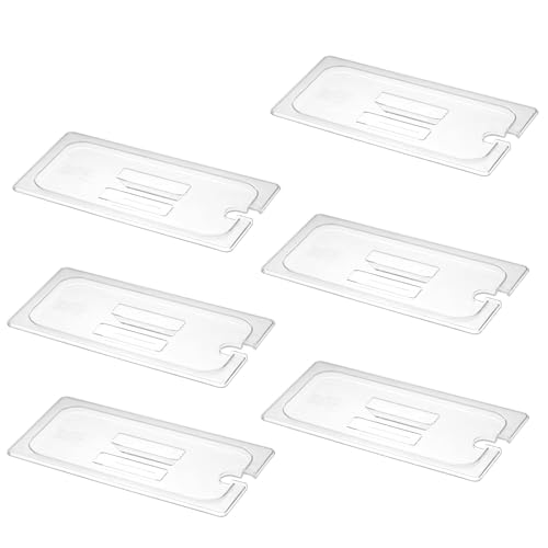 6-Pack Clear Polycarbonate Handled & Notched Lids for 1/3 Size NSF Food Pans - color: 1/3 Size, size: Handled & Notched Lids