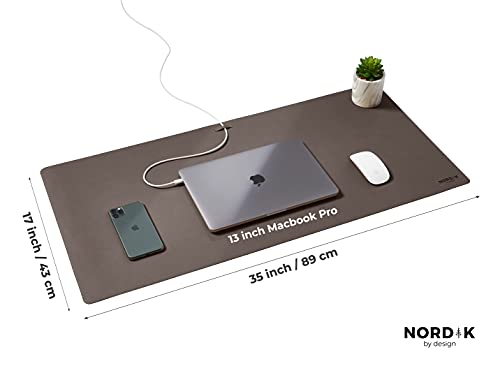 Nordik Leather Desk Mat - Cork Gunmetal Gray - Leather Desk Pad 35x17 in - color: Cork Gunmetal Gray