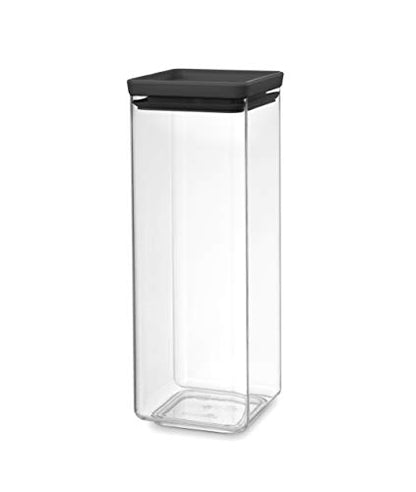 Brabantia Tasty+ Stackable Food Canister (Dark Gray / 0.66 Gal) BPA-Free Space-Saving Durable Jar with Silicone Seal Lid for Freshness - color: Dark Gray, size: 2.6 qt