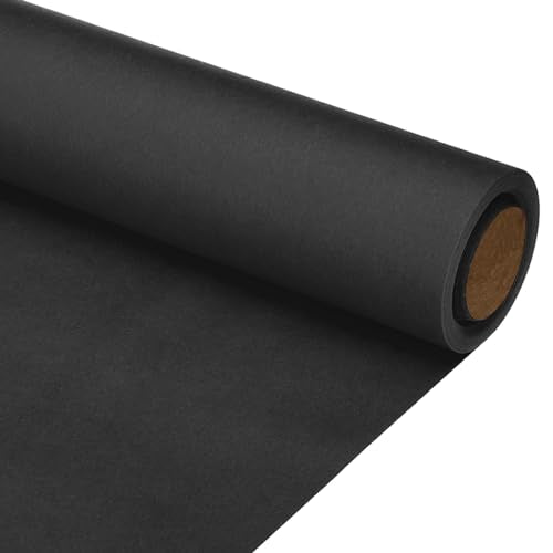 PATIKIL Wrapping Paper, 15"x315"(26') Bulletin Board Paper Roll Kraft Paper Roll Construction 80GSM for Shipping Packing Gift Wrapping Craft Flower Bouquet Christmas, Black - color: Black, size: 15x315 Inch