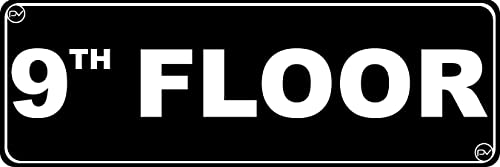 Floor Sign for Door, Acrylic Plastic, Black and White, Rounded Corners, Durable, Long Lasting with Double Sided Tape in the Back - 3" x 9" (9th Floor) - style: 9th Floor