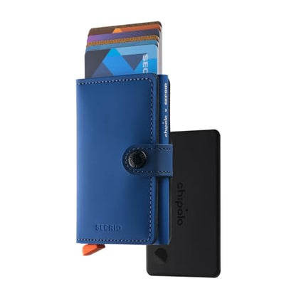 Chipolo x Secrid Trackable Mini Wallet, Leather Slim Wallet (Blue) - color: Chipolo x Secrid Miniwallet (Blue)