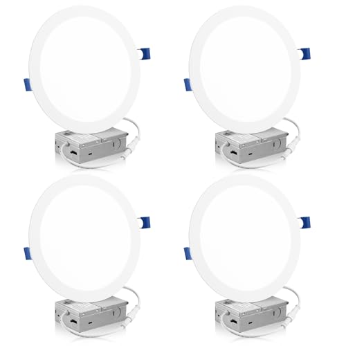 Meconard 4 Pack 8 Inch 5CCT LED Recessed Lighting, Canless Wafer Downlight - color: 5000k/4000k/3500k/3000k/2700k - 5cct white, size: 8 Inch
