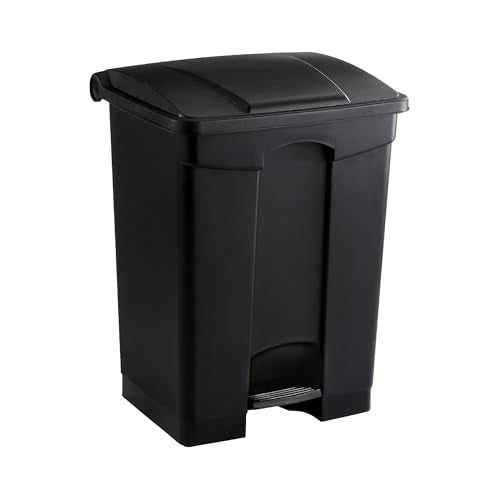 Safco Step On Plastic Trash Can, Foot Pedal, Hands Free, Black, 17 Gallon - color: Black, size: 17 Gallon