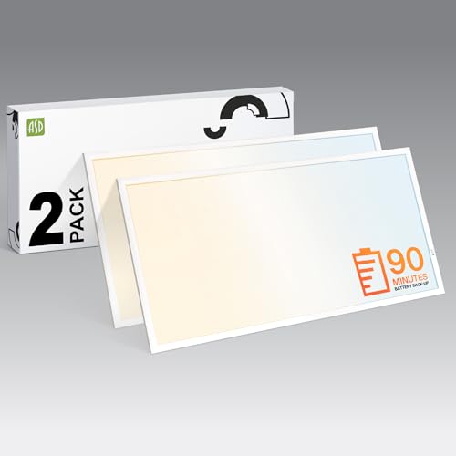 ASD 2x4 LED Flat Panel Light, Emergency Battery Backup UL DLC 2 Pack - color: 2x4 Sensor Base, size: 2 Pack