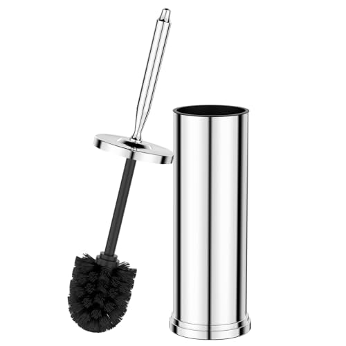 Stainless Steel Toilet Bowl Brush and Holder Set Scrubber Chrome - color: Chrome
