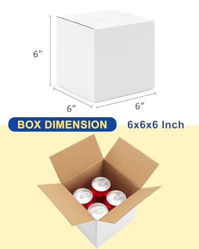 40-Pack-Small-Shipping-Boxes-6x6x6, Corrugated-Cardboard-Boxes-for-Packaging-Small-Business, White-Boxes-Mailers - color: White, size: 6x6x6 inches