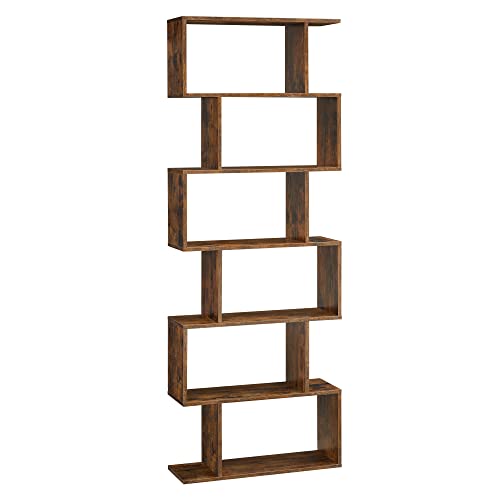 VASAGLE 6-Tier Bookcase, Open Storage, 9.5 x 27.6 x 75 Inches - color: Rustic Brown, style: 6-Tier (27.6"W)