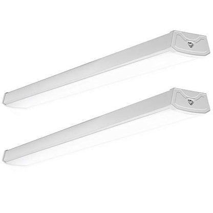 Sunco 2 Pack LED Shop Lights 4ft, Wraparound Fixtures, 40W=300W, Linkable