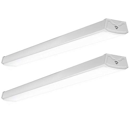 Sunco 2 Pack LED Shop Lights 4ft, Wraparound Fixtures, 40W=300W, Linkable