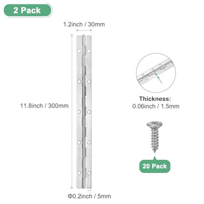 M METERXITY 2Pcs Piano Hinges 12", 1.2x0.06 Open Width Thick, Silver Tone - color: Silver Tone, size: 12x1.2x0.06"