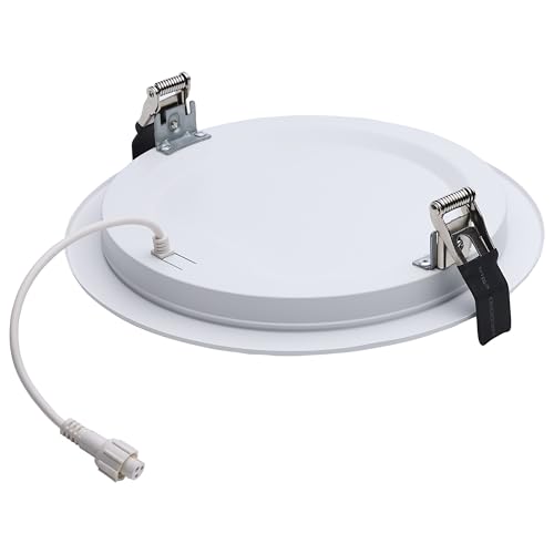 Satco 20W 8-Inch LED Downlight CCT Selectable 2700K–5000K 2000 Lumens Dual Dimming 120–277V Flat Face Round White IC Air Tight Energy Star Wet Rated S11847