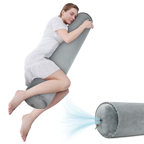 EULANT Inflatable Travel Body Pillow,Inflatable Long Body Pillow for Bed - color: Grey