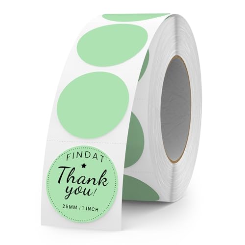 Green Round Thermal Labels 1 Inch Vinyl Printer Sticker 500 PCS - color: Green