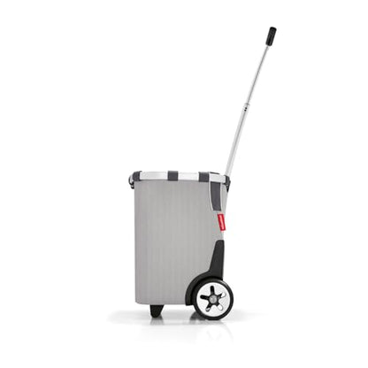 reisenthel carrycruiser herringbone grey - Portable shopping trolley with sturdy aluminum frame, shoulder strap and removable mesh inner bag -water-repellent - color: herringbone grey