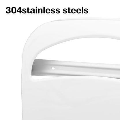 Domensi 2 Pcs Stainless Steel Toilet Seat Cover Dispenser Commercial Toilet Seat Wall Mount Half Fold Cover Holder with Screws for Office Restaurant Home Bathroom School, 16.4 Inch (White) - color: White