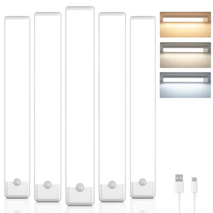 5-Pack Motion Sensor Under Cabinet Light, 3CCT, 11.8inch - color: White, size: 11.8 inch