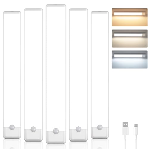 5-Pack Motion Sensor Under Cabinet Light, 3CCT, 11.8inch - color: White, size: 11.8 inch