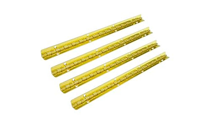 QCAA 90 Degree Stop Long Piano Hinge, Durable Steel Box Case Hinge, 200 mm x 9 mm(7.87" x 0.35"), Brass Plated, Made in Taiwan, 4 Pack - color: Brass(7.87"), size: 4 Pack
