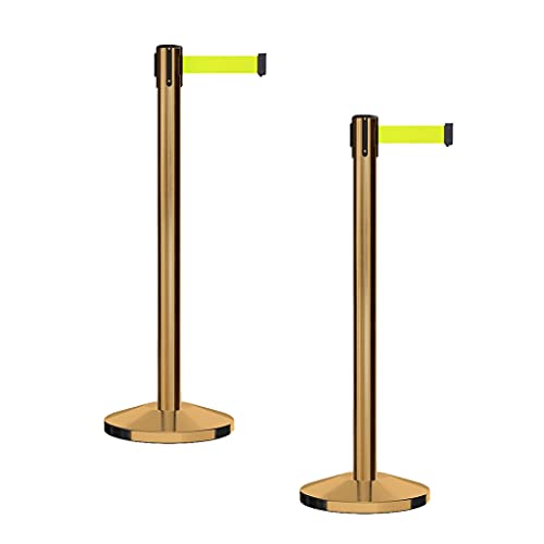 CCW Series RBB-100 Retractable Belt Barrier Stanchions, 2 Pack, 7.5 Ft - color: Fluorescent Yellow, size: 7.5 Foot