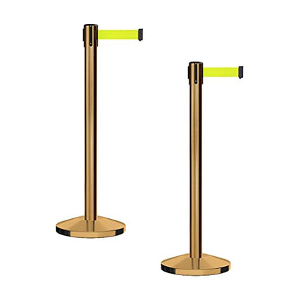 CCW Series RBB-100 Retractable Belt Barrier Stanchions, 2 Pack, 7.5 Ft - color: Fluorescent Yellow, size: 7.5 Foot