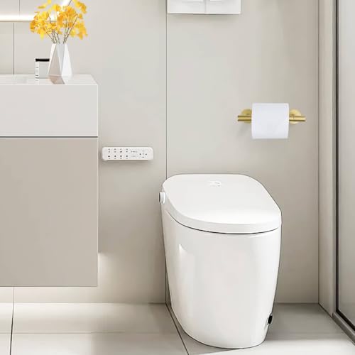 Brushed Gold Toilet Paper Holder Wall Mount, Double Base Large Toilet Paper Roll Holder Stainless Steel Bathroom Hardware Accessories, Commercial Toilet Paper Dispenser - color: Brushed Gold, size: Round