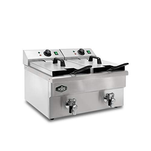 KWS DY-16 Commercial Electric 3500W Deep Fryer 15L Stainless Steel with Faucet Drain Valve System for Commercial and Home User - size: DY-16 | 15L | 3500W