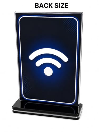NFC Acrylic Business Sign with Stand – Tap to Open Menu, WiFi & Social Media – Rewritable Ntag213 Chip – Smart Display for Restaurants & Small Businesses (Wifi)