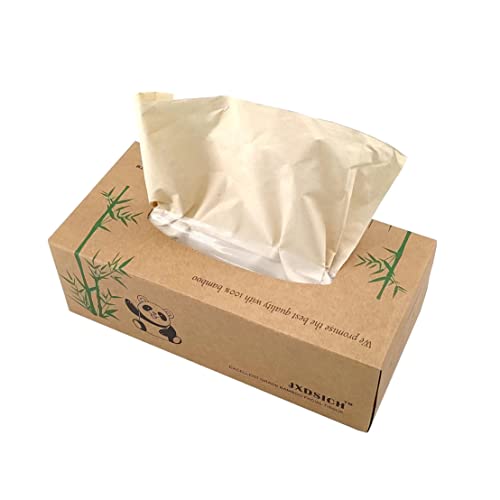 Bamboo Facial Tissues，soft nature bamboo facial tissue,100% virgin bamboo,Bulk carton of 8 boxes (100 Tissues per boxes,800 Tissues Total) | kraft paper Box, 3 Ply tissues