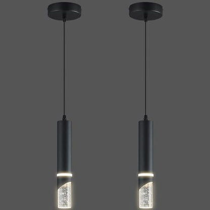 Modern Dimmable Led Pendant Lights Kitchen Island, Ideal for Living Room, Bedroom,Sink 6w LED Crystal Energy-Saving Hanging Lamp for Cozy Lighting (Black 2-Pack) - size: 2-Pack