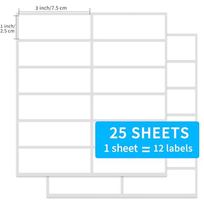 Multi-Use Removable Labels, 1"x 3", 300 PCS Blank Labels Total,Water/Oil/Tear Resistant/Ink Won't Smudge No Residue - size: 1×3 inch